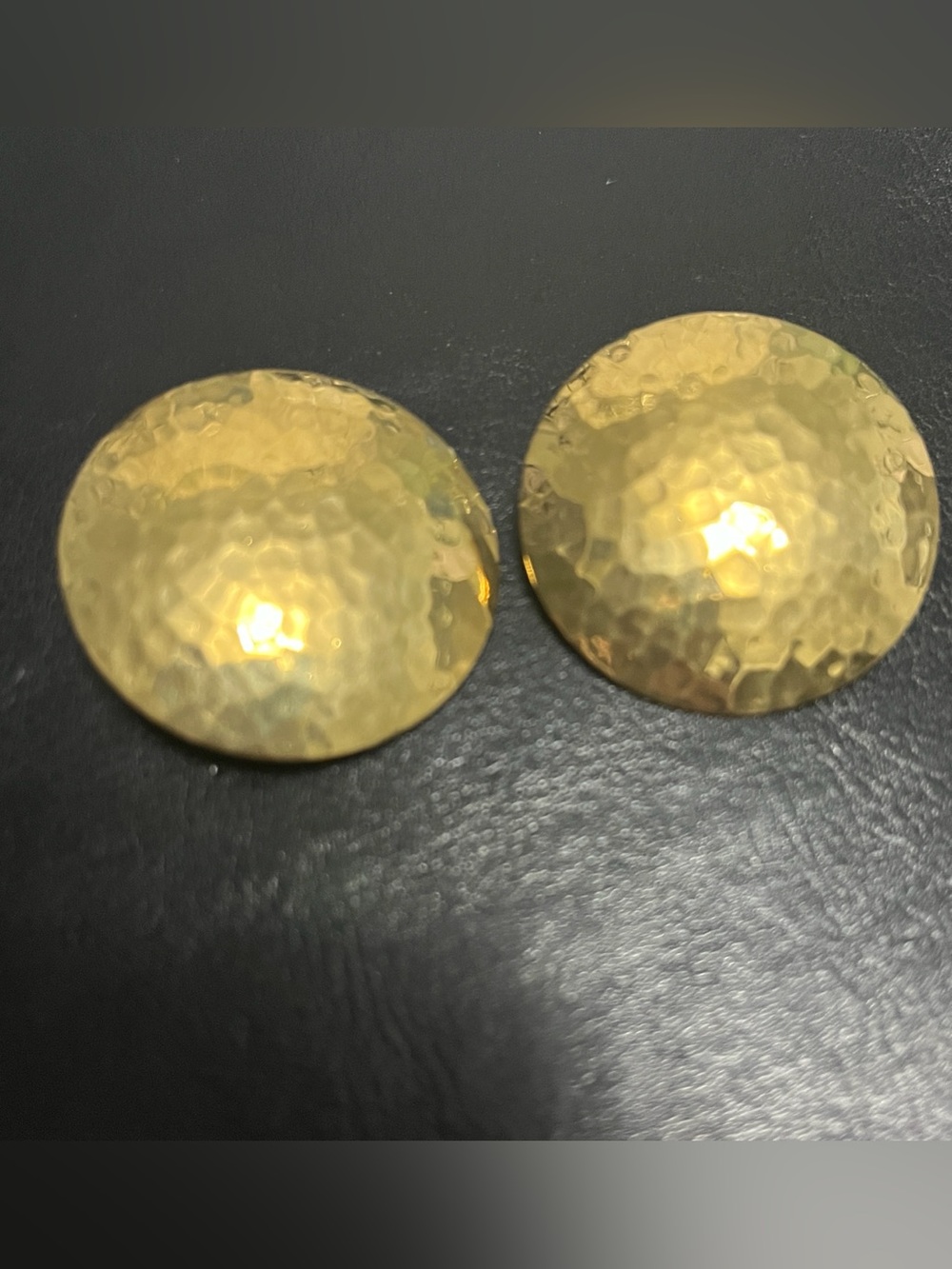 1980’s Hammered Disc Stud Earrings — Gold Tone